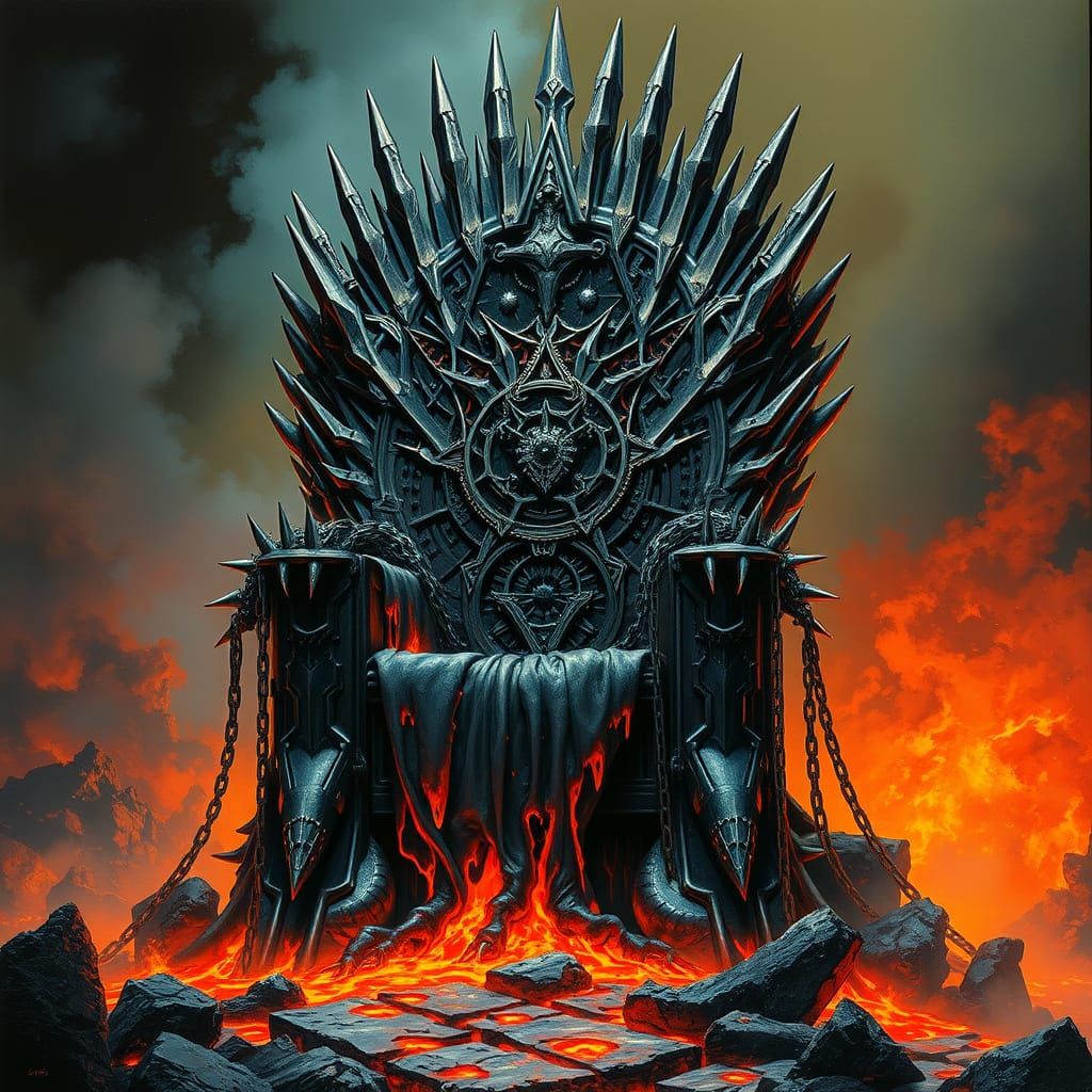 Melting Gothic Metal Throne in Fantasy Realism