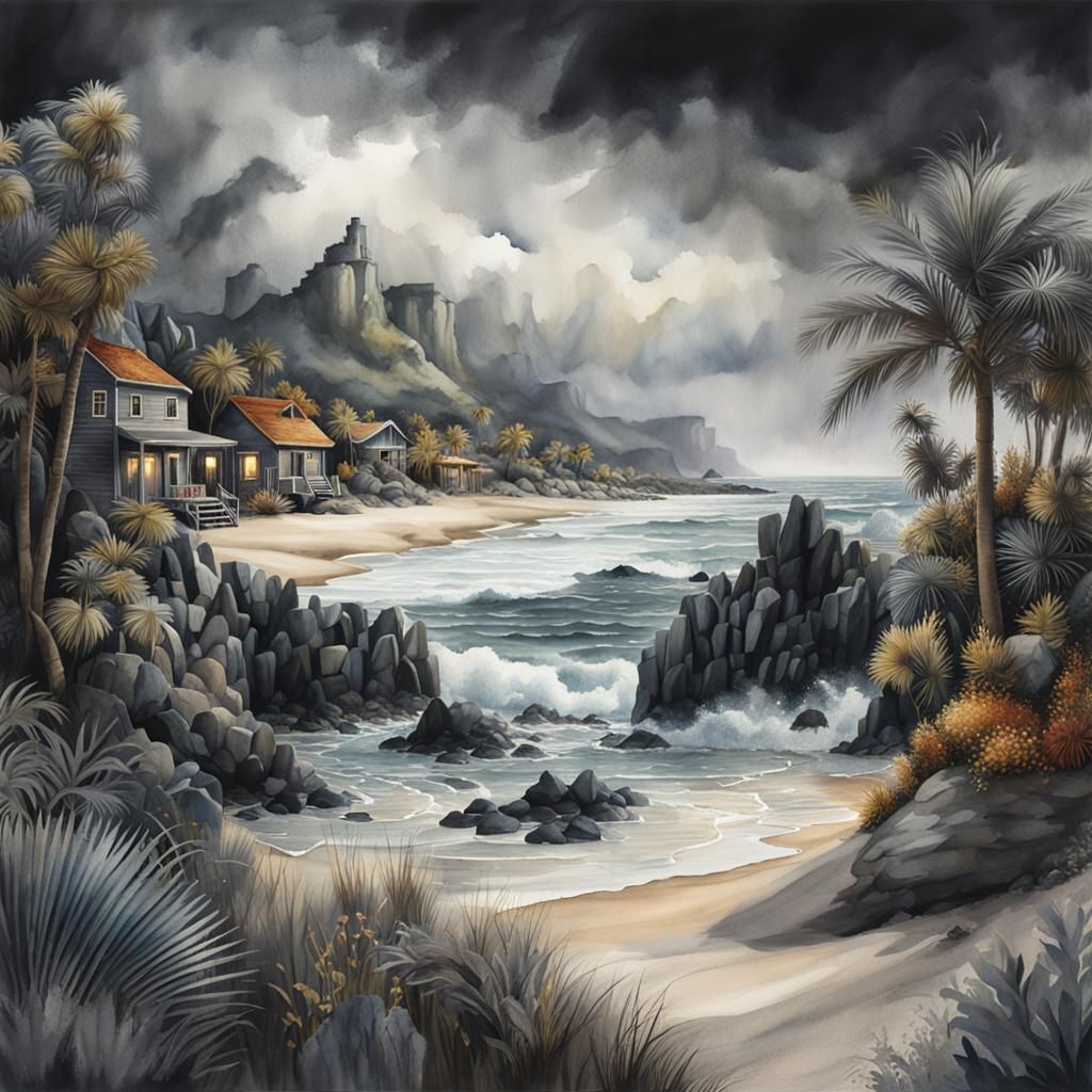 Atmospheric Watercolour Beach Scene in Unreal Engine