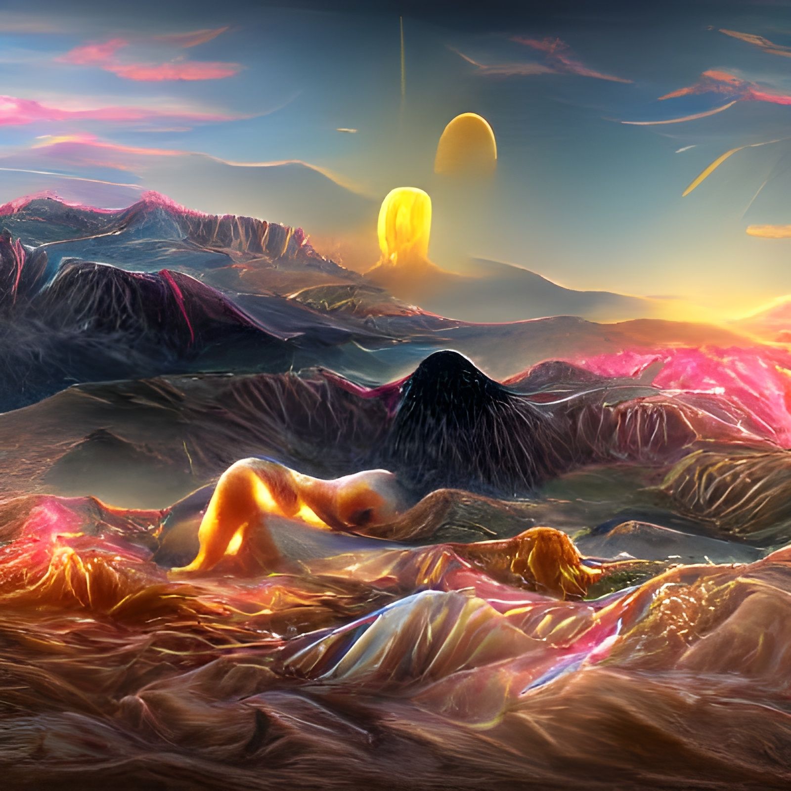 Venusian Sunrise: Holographic Cosmic Illustration