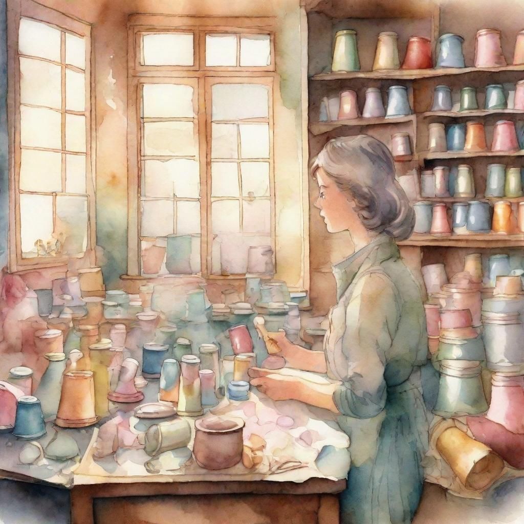 Whimsical Thimble Illustration in Watercolor Style