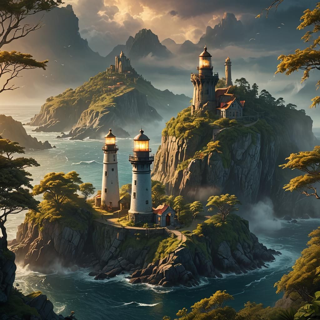 Majestic Lighthouse on Mystical Uncharted Island