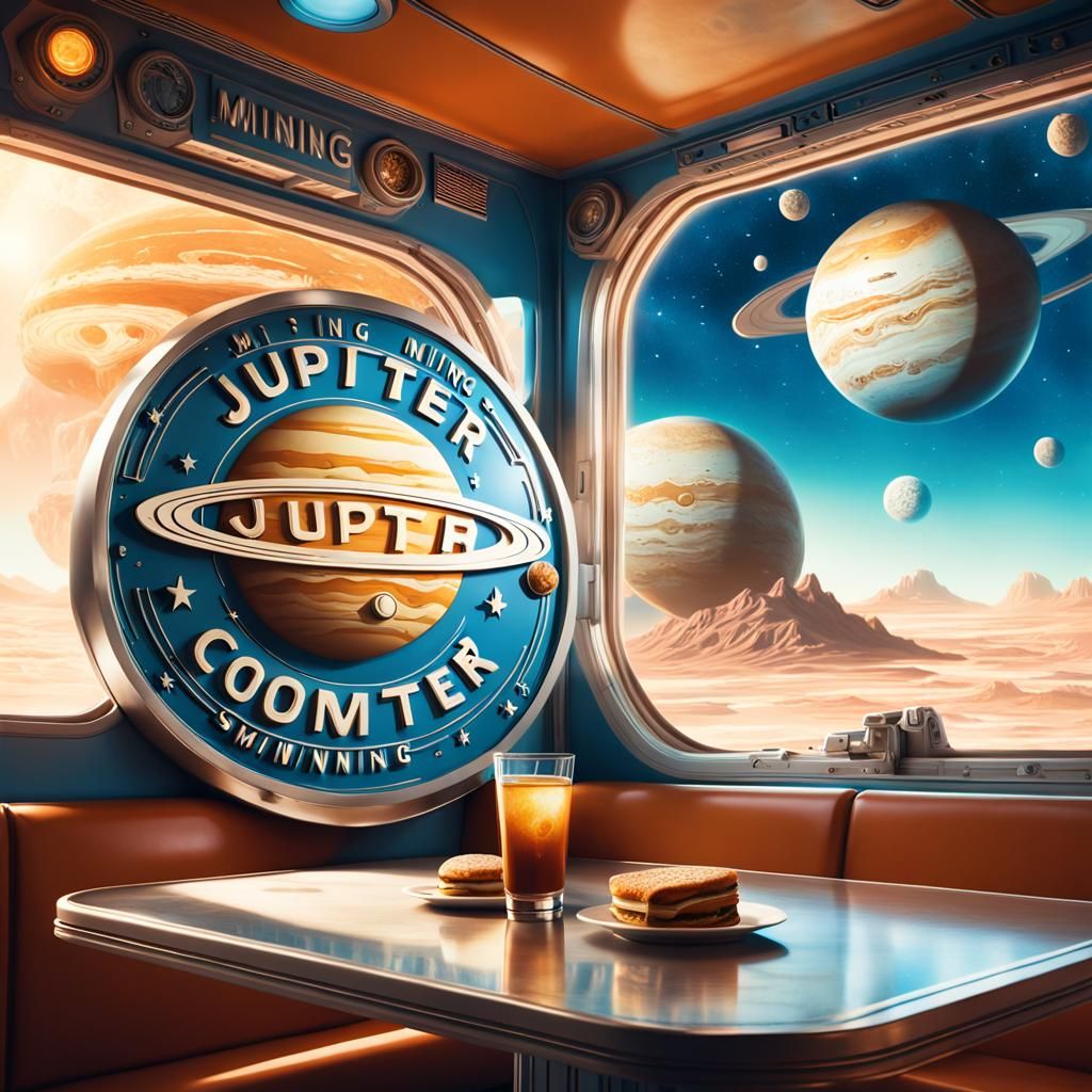 Jupiter Mining Company Canteen in Retro-Futuristic Style