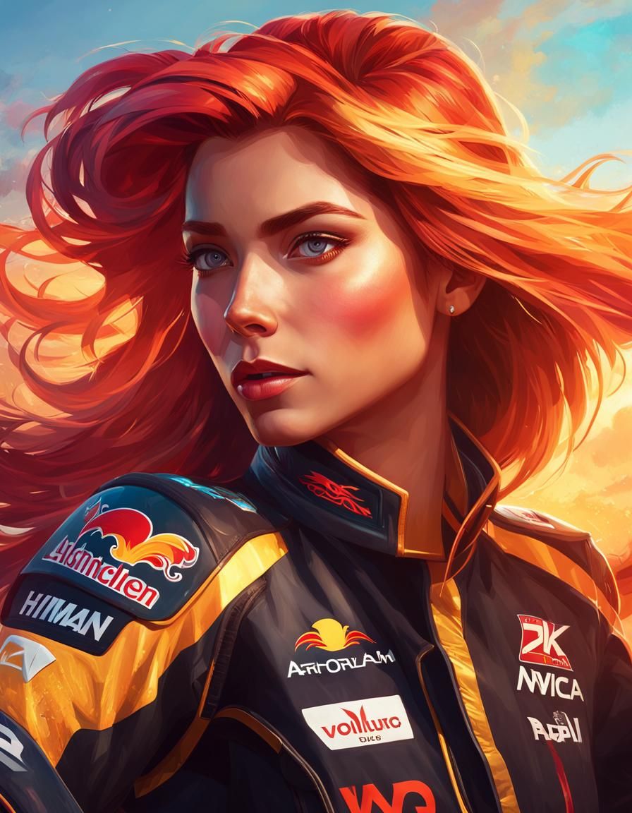 Sunset Shimmer as Racer: Hyperdetailed Portrait