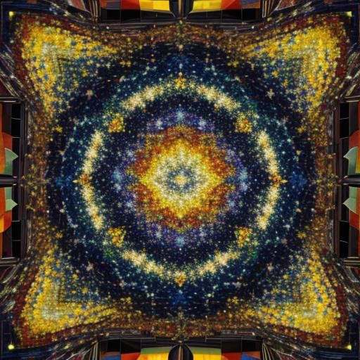 Starry Night Mosaic: Vibrant Expressionist Oil Painting