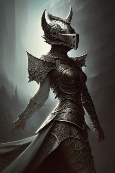 Dragonborn Paladin in Intricate Knight Armor: Digital Illust...
