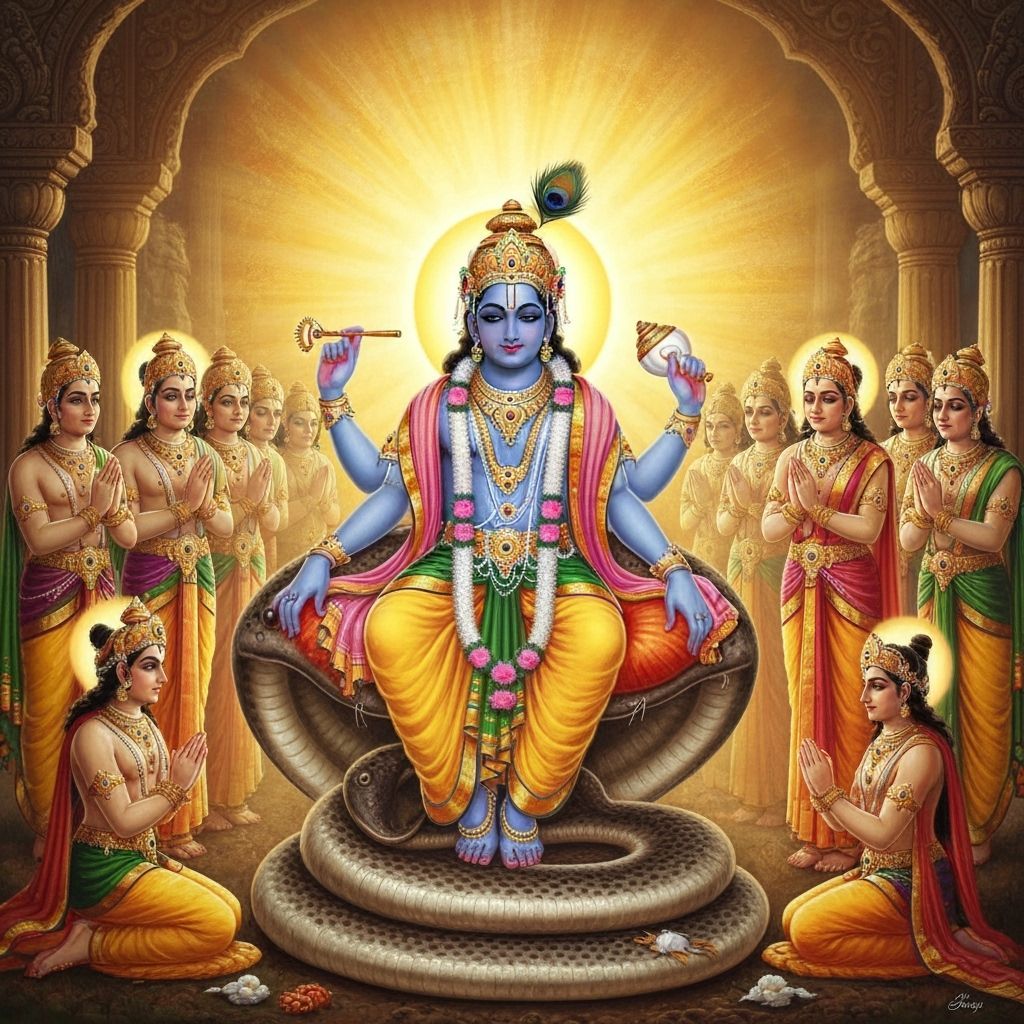 Lord Vishnu Reclining: Traditional Hindu Art