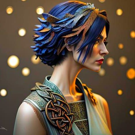 Fractal Celtic Hair Mosaic in Photorealistic Style