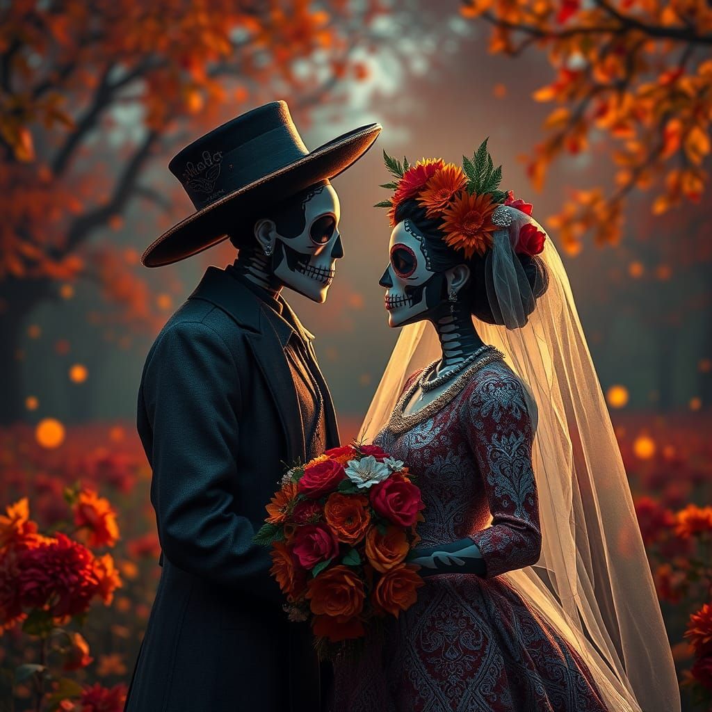 Day of the Dead Wedding, José Guadalupe Posada Style