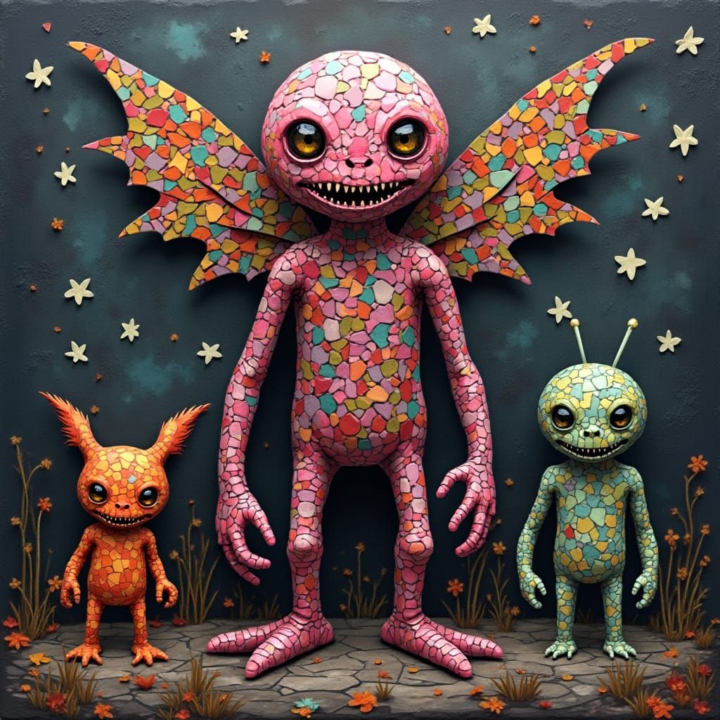 Giant Creepy Monster Emerges from Mosaic of Tiny Creatures