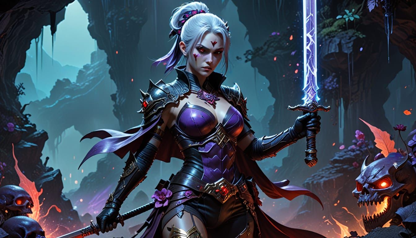 Epic Fantasy D&D Party in Bioluminescent Underdark