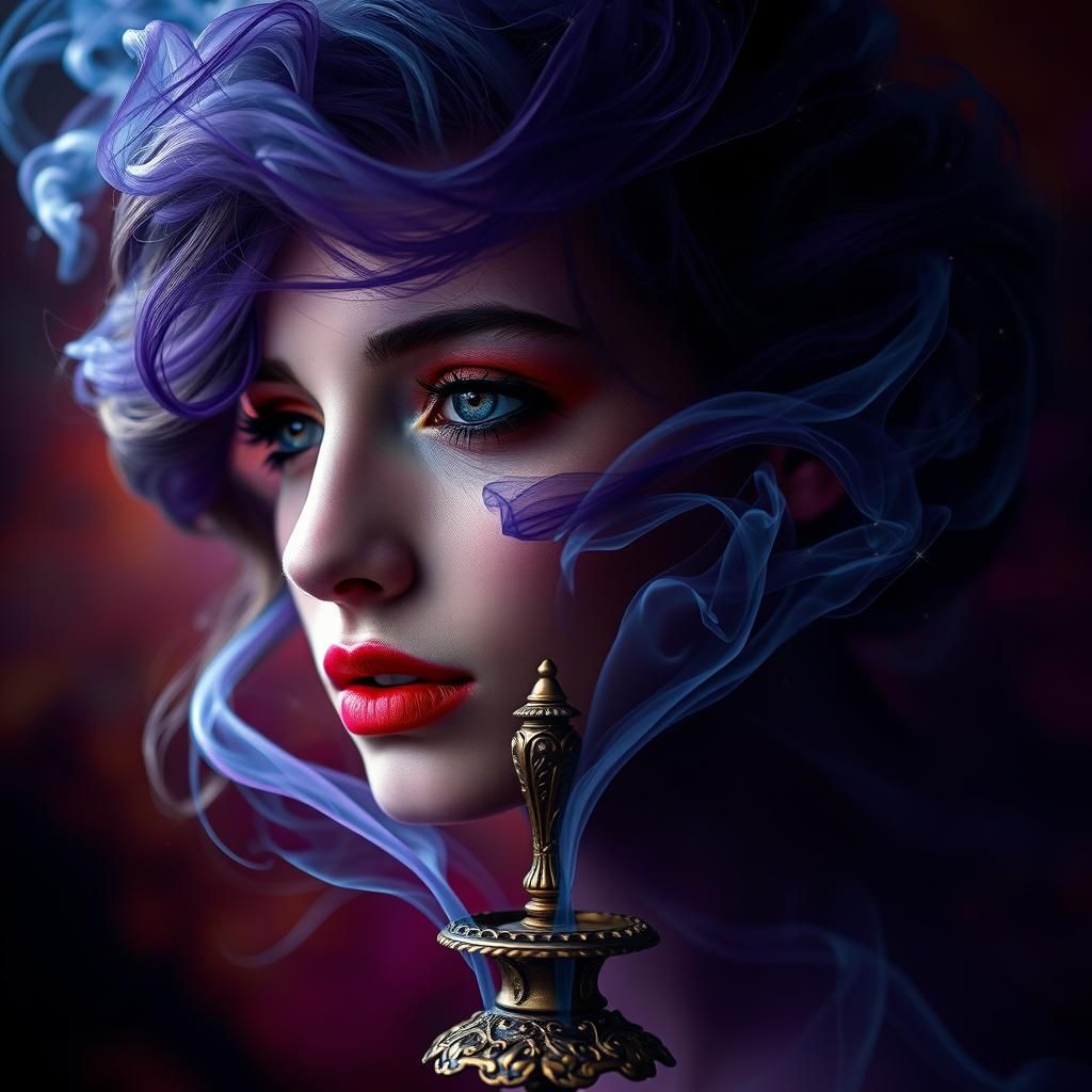 Ethereal Smoke Portrait in Surrealist Style