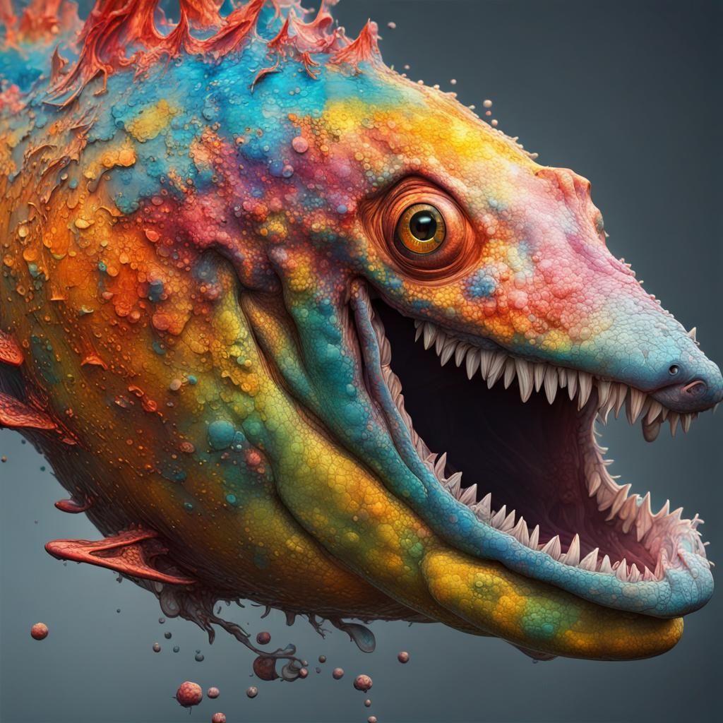 Hyperrealistic Cyborg Predator in Splash Art Style