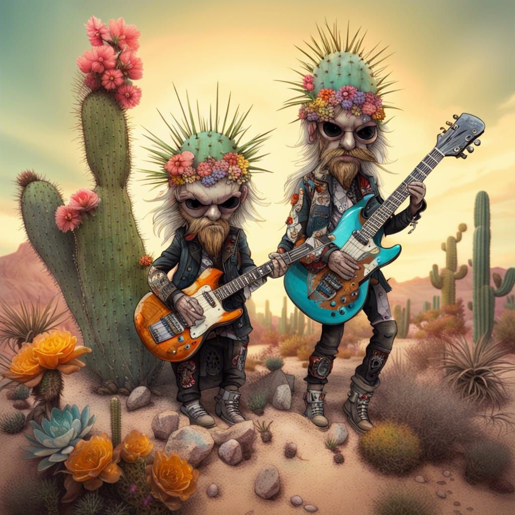 Chibi ZZ Top in a Fantasycore Desert