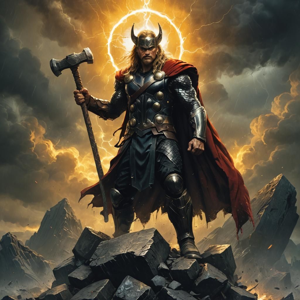 Dark Fantasy Portrait: Unworthy Thor in Mystical Realm