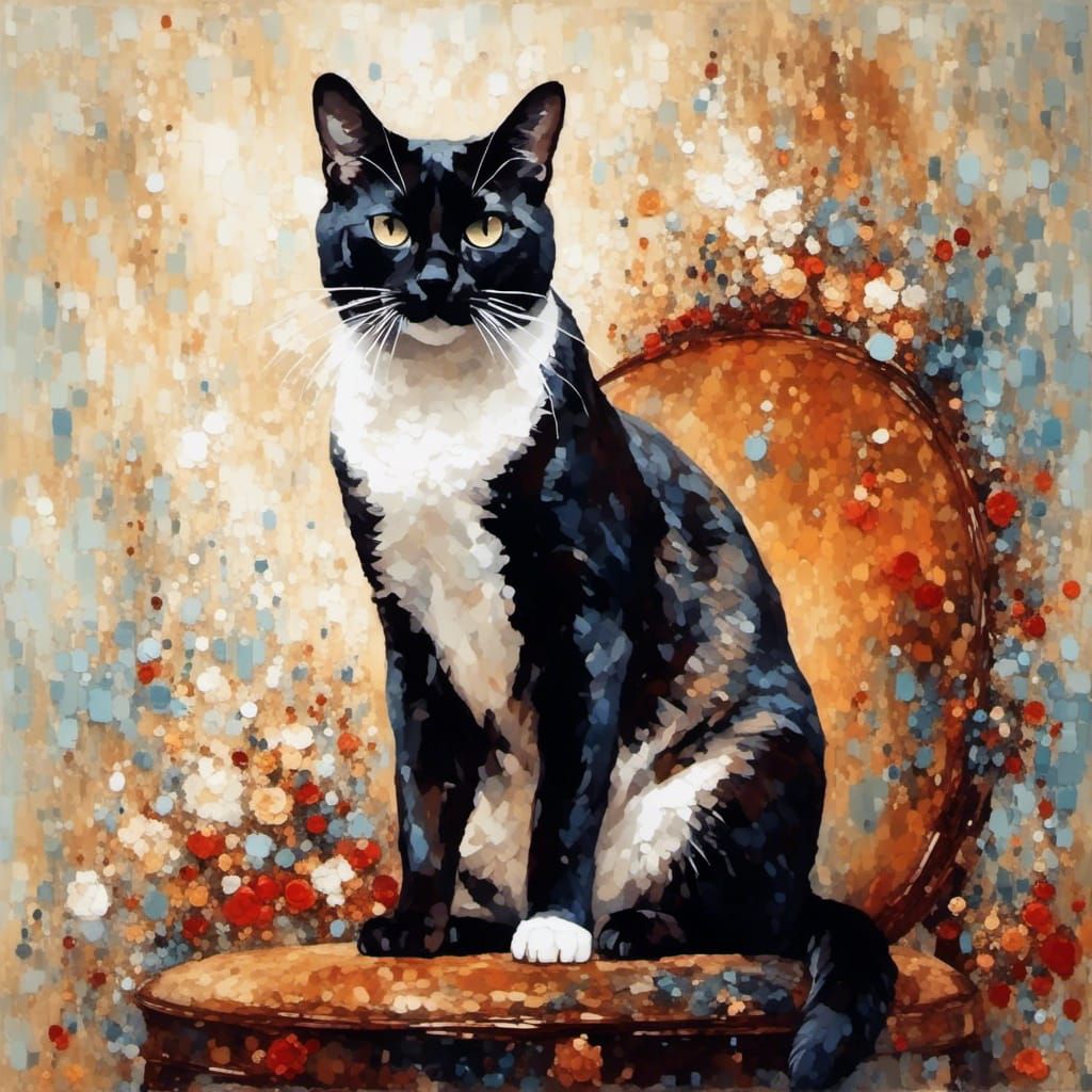 Artistic Microportrait of a Siamese Tuxedo Cat