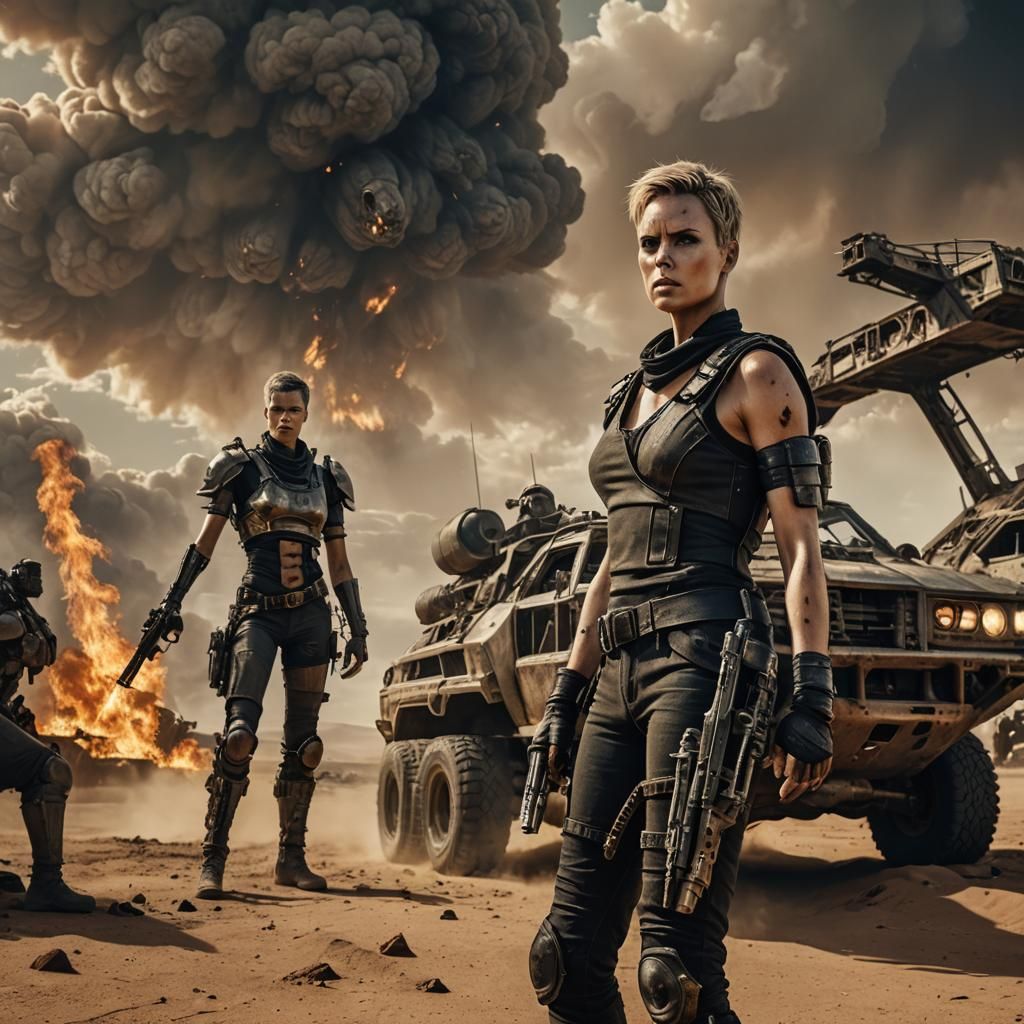 Furiosa in Arid Desert: 8K Digital Matte Painting
