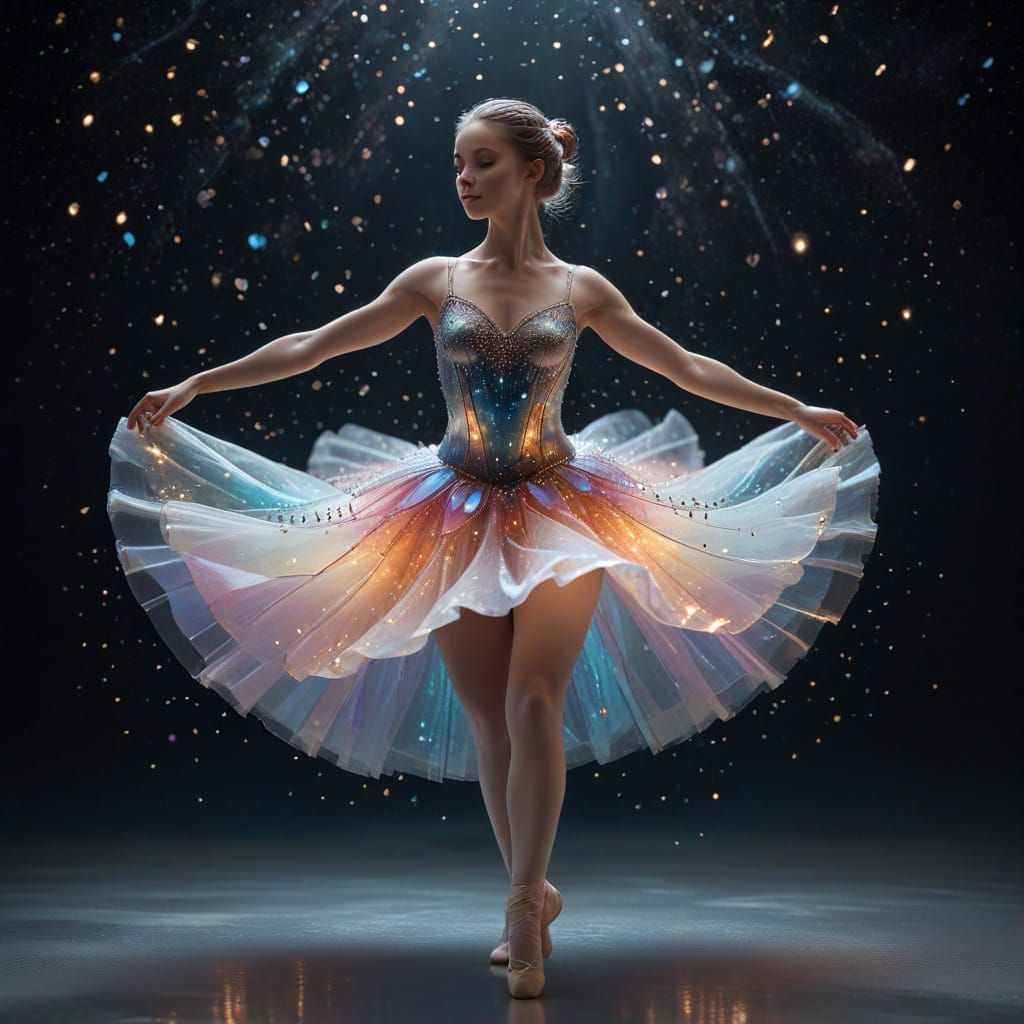 Ballerina in Starlit Sky with Crystal Petal Tutu