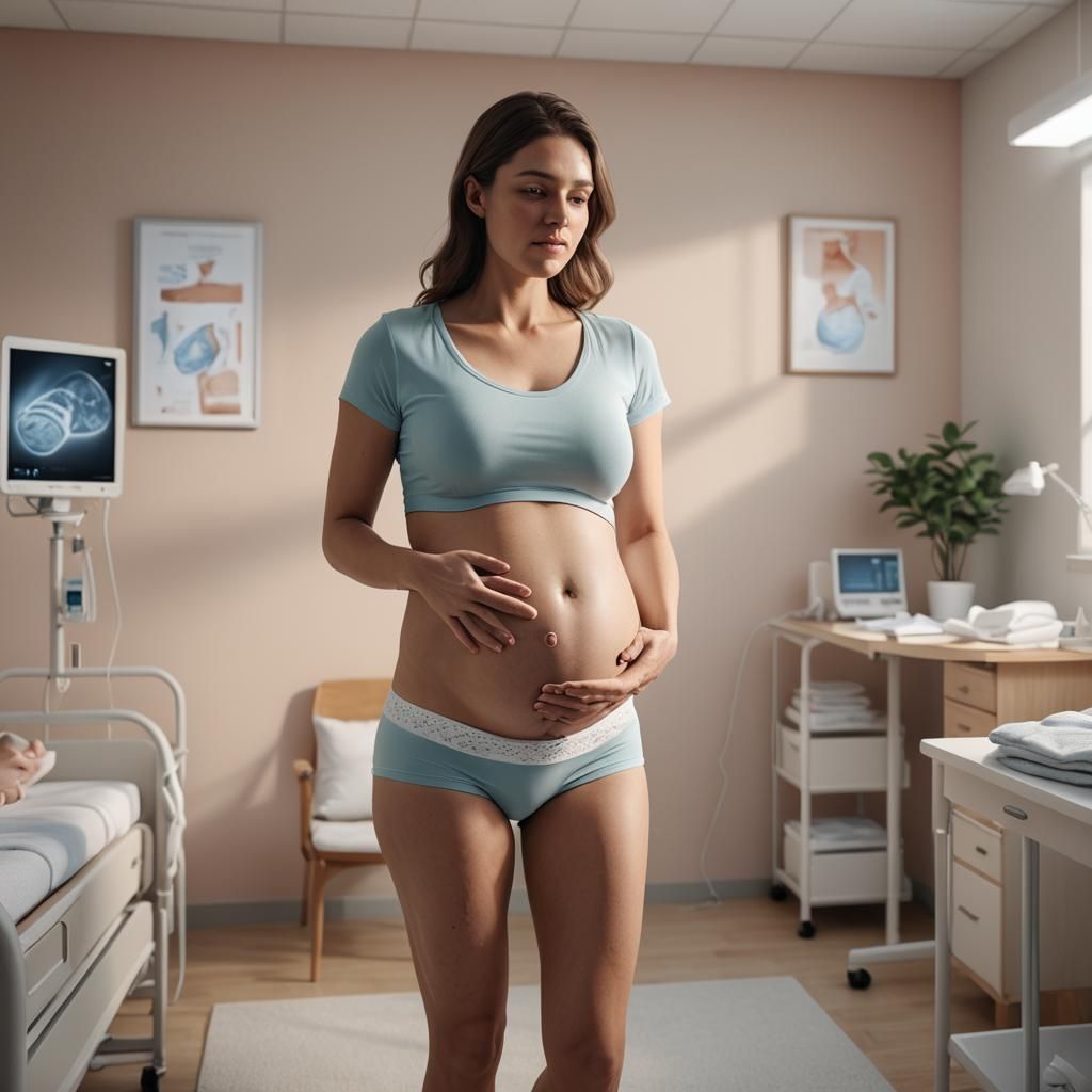 Pregnant Student About to Give Birth: 3D Anime Art