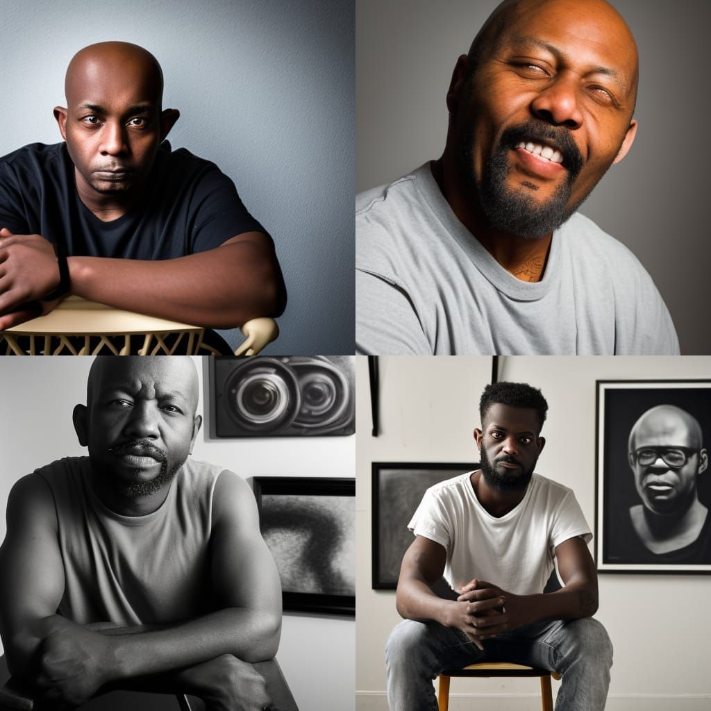 Studio Portrait of a Bald Man with a Grim Expression