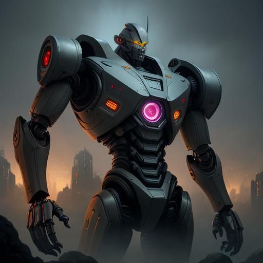 Giant Camera-Head Robot in Abandoned Metropolis