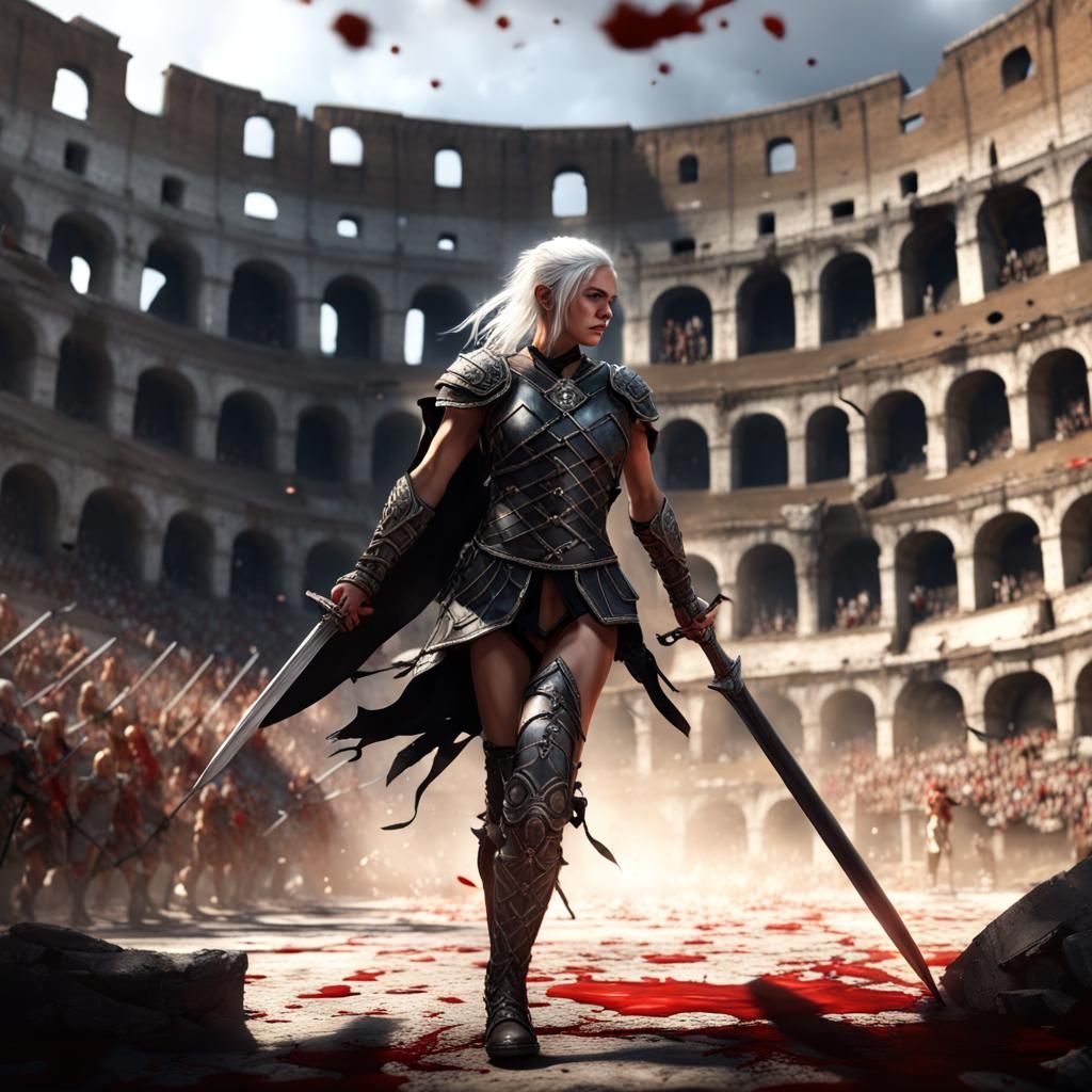 Warrior Wins Colosseum Battle: Dark Fantasy Concept Art