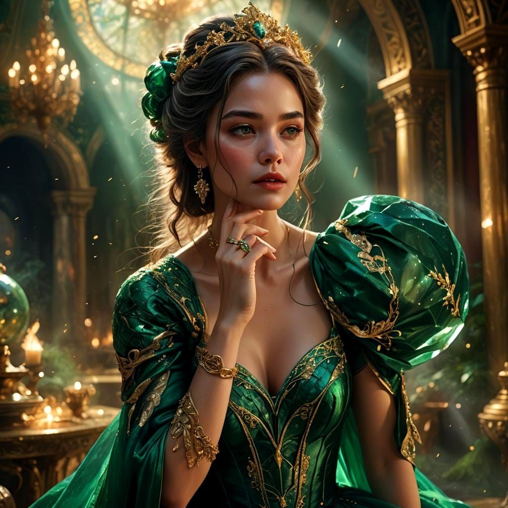 Woman Blowing Kisses in Detailed Matte Painting