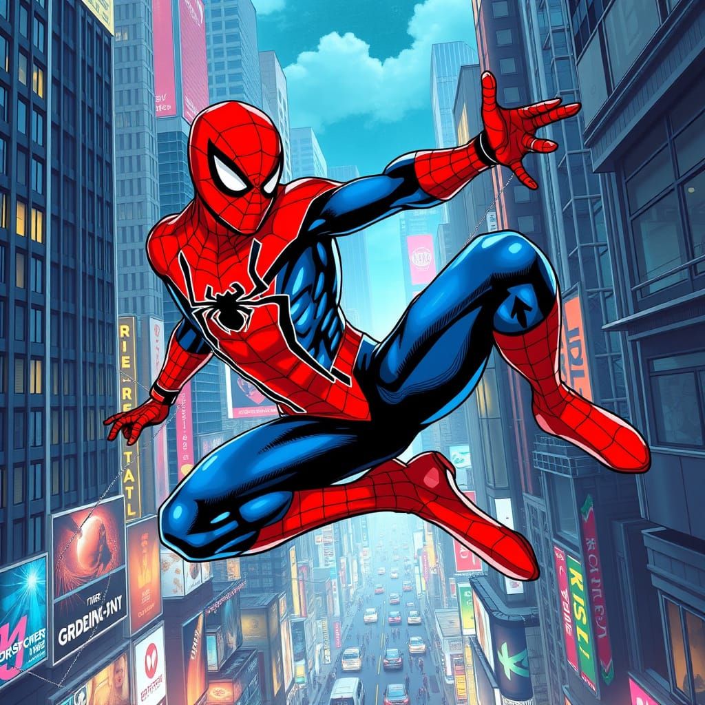 Spider-Man Soars Through a Cyberpunk Metropolis