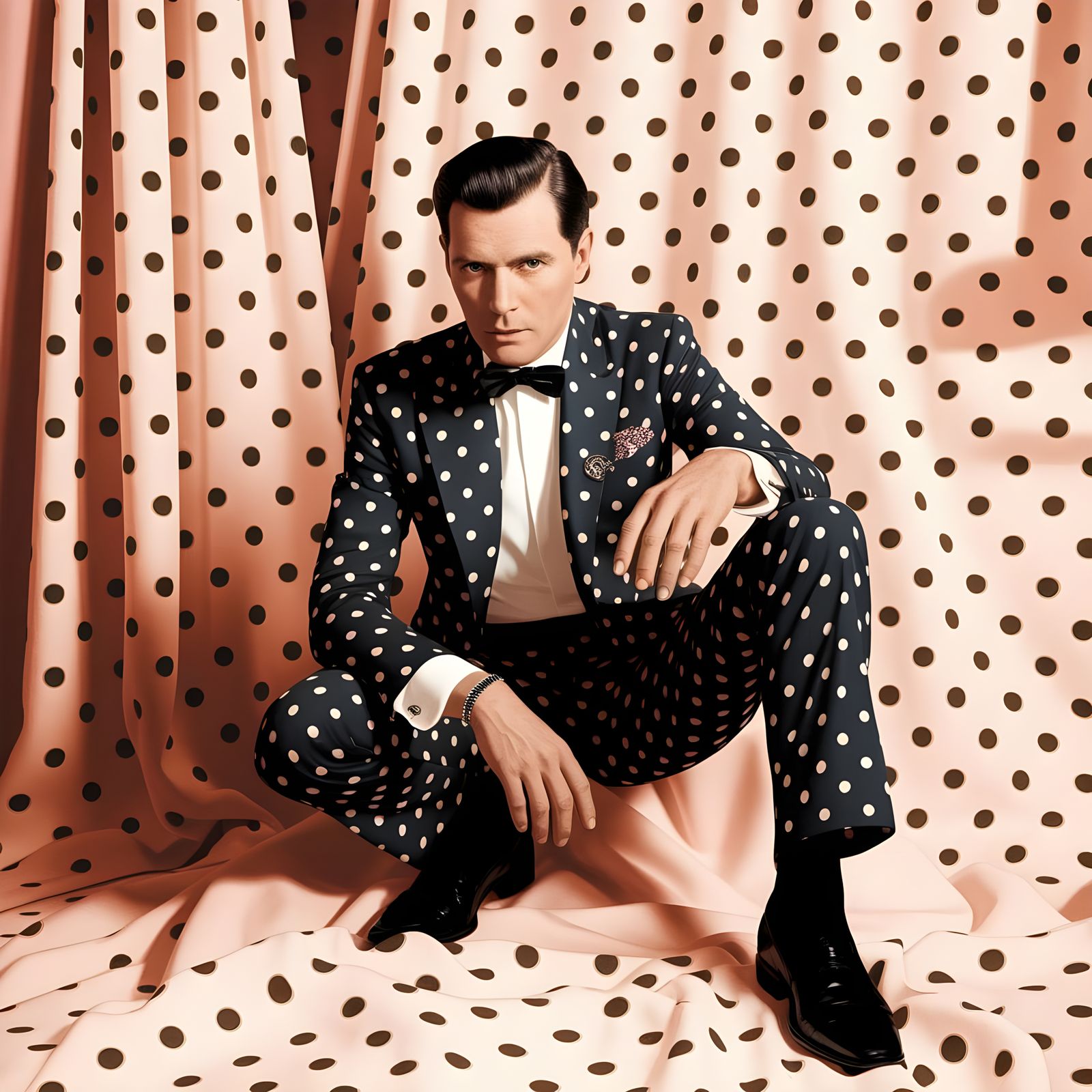 Polka Dot Extravaganza: A Gaultier-Inspired Illustration