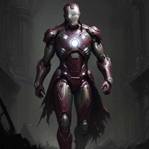 Horror Style Black Iron Man Artwork