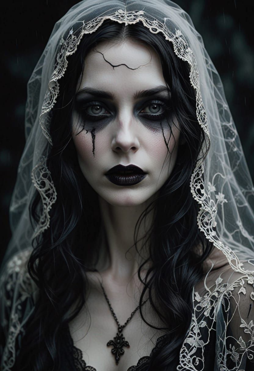 Eerie Gothic Horror Portrait of Ghostly Woman