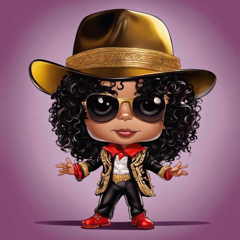 Michael Jackson Chibi Caricature in Vibrant Colors
