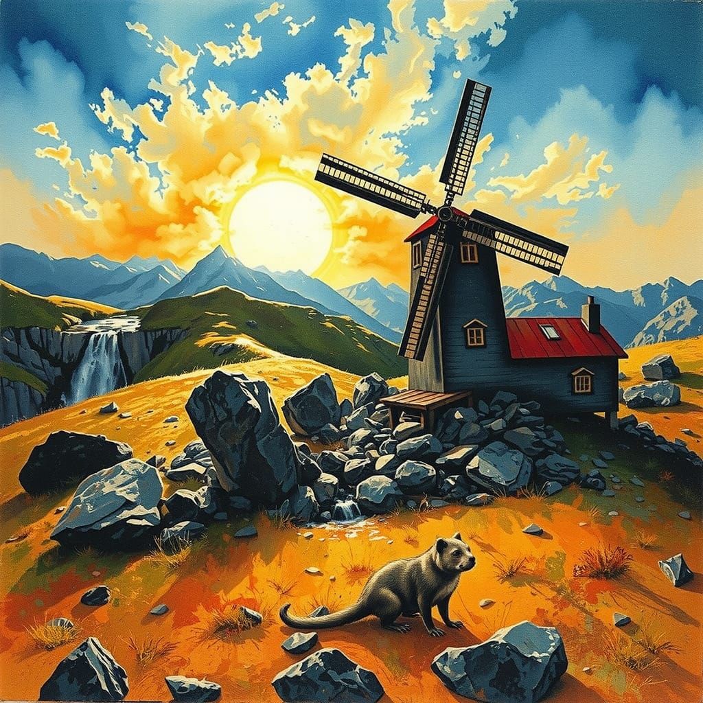 Mountain Retreat: Expressionist-Abstract Fractal Symphony