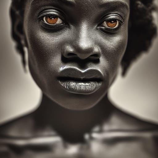 Beautiful african tgirl made of black marble, Renaissance sculpture by Leonardo da Vinci