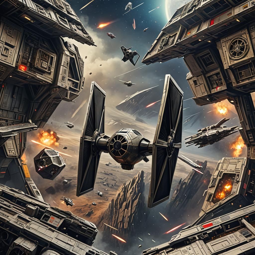 Star Wars TIE Fighter Art Banknote in Detailed Matte Paintin...