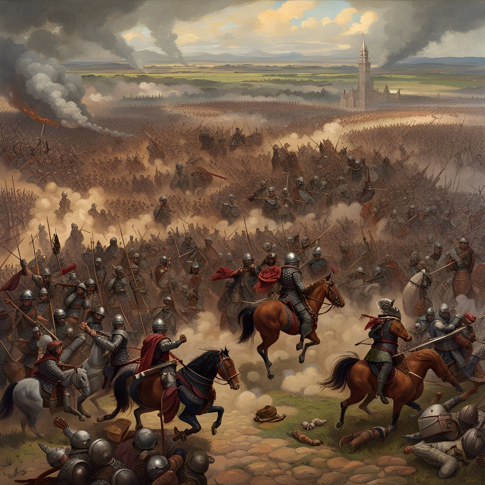 Medieval Armies Clash in Epic Battle Scene