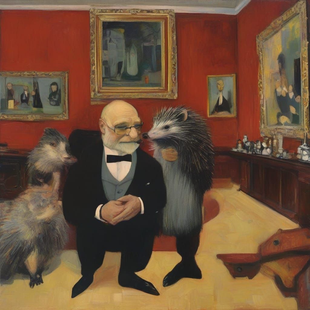 Hedgehog Robbers in Luxury Lair by Modigliani Style