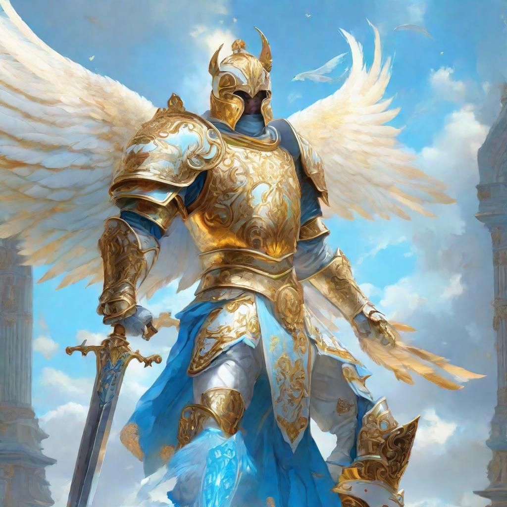 Angelic Paladin with Sword in Digital Art Style