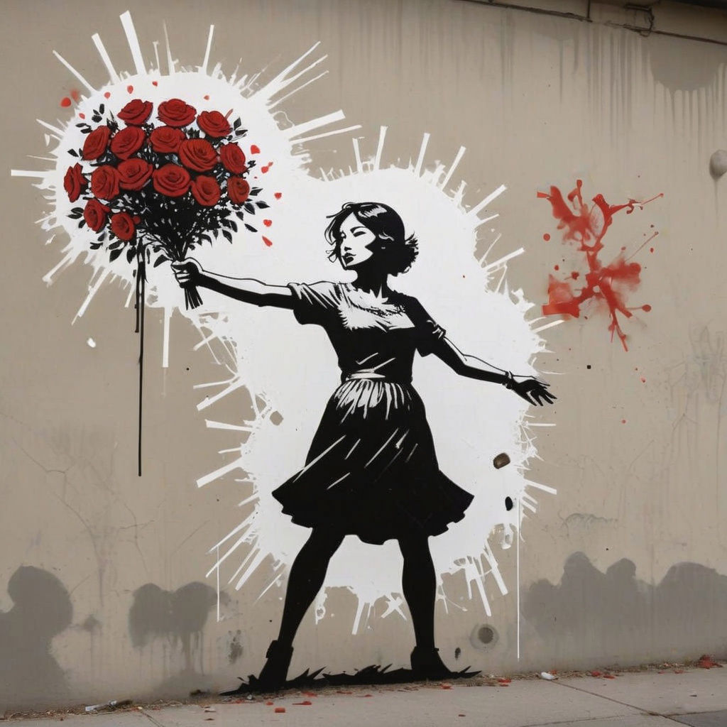 Stenciled Street Art Activist Defies War with Love