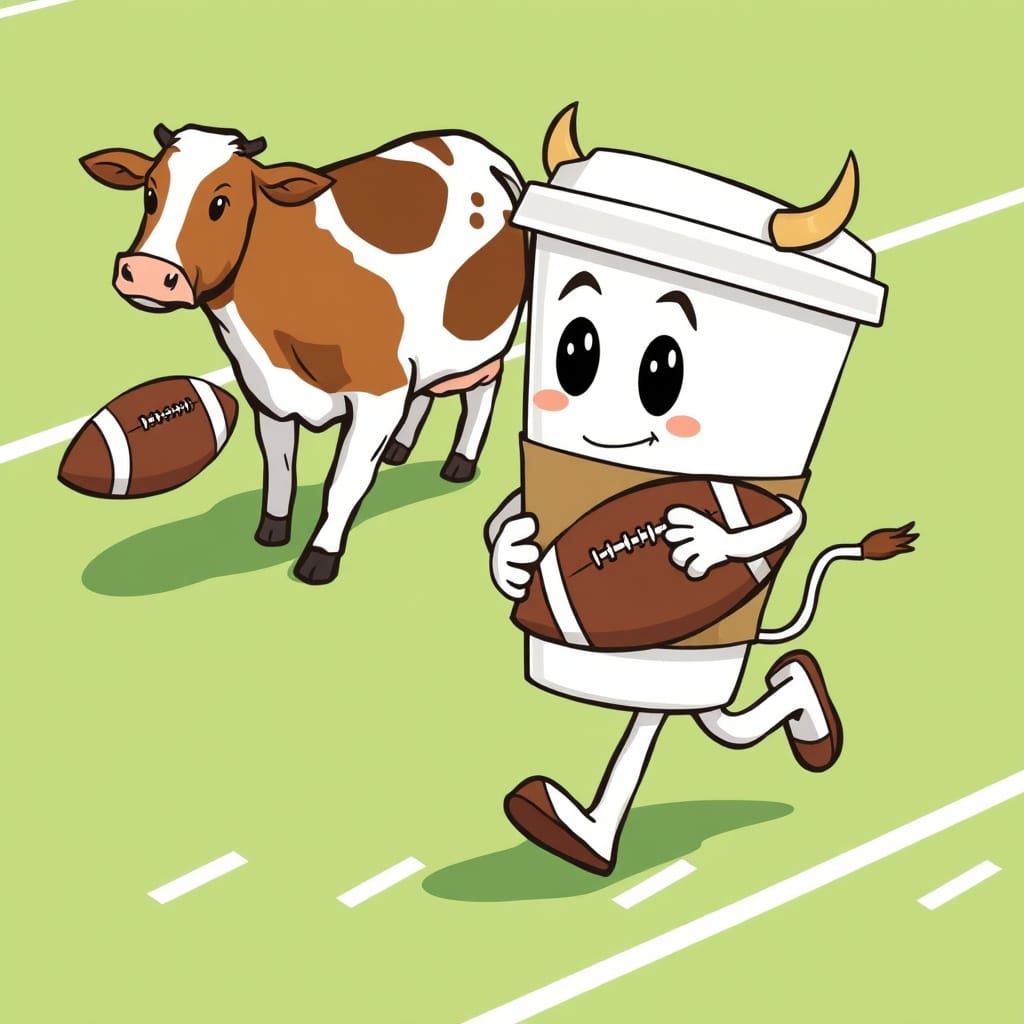 Stylish Cartoon of Football Field Frolic