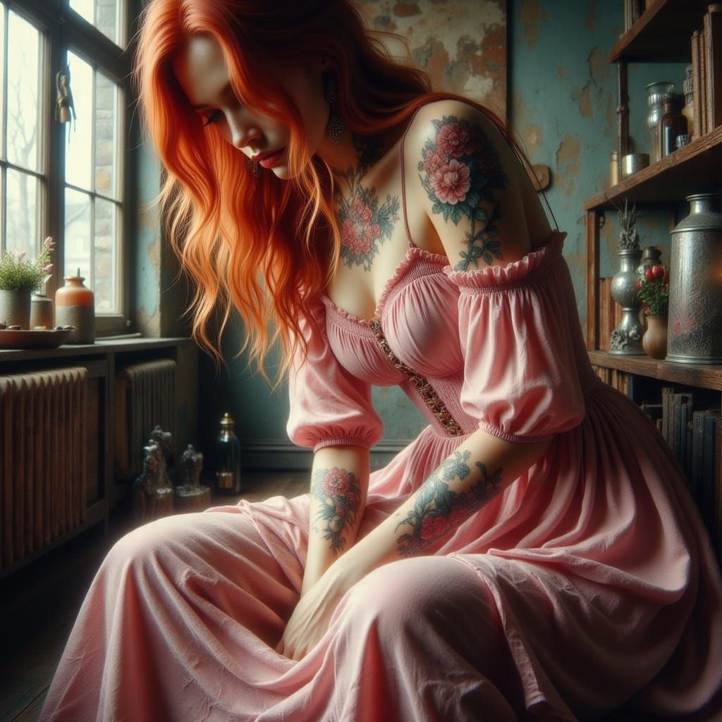 Surreal Redhead Reveals Hidden Tattoo Art
