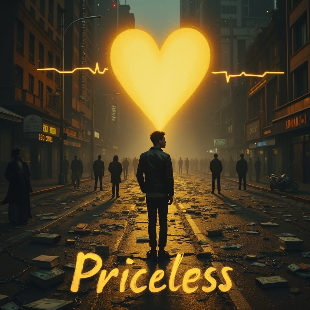 Surreal Urban Scene with Golden Light