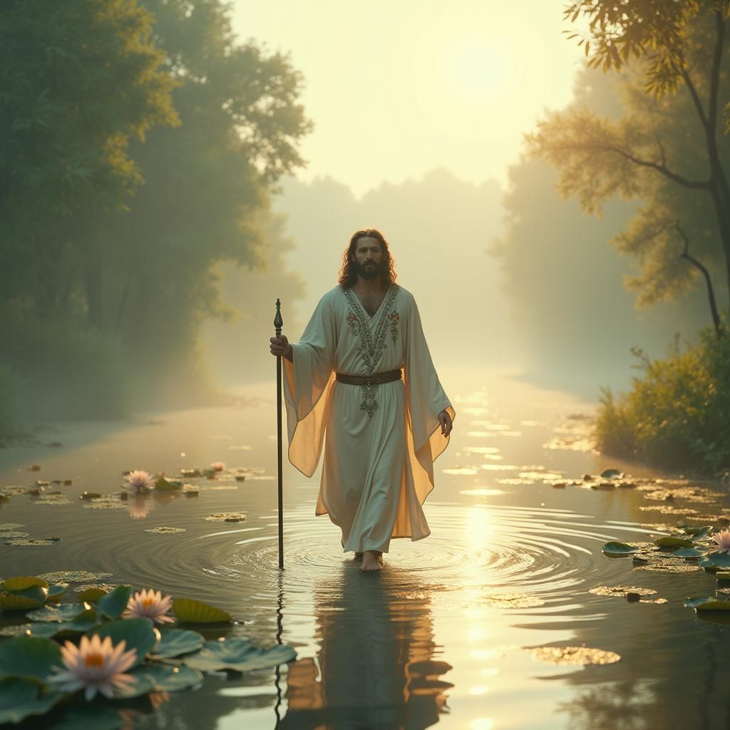 Jesus Walking on Water: Ethereal Fantasy Art