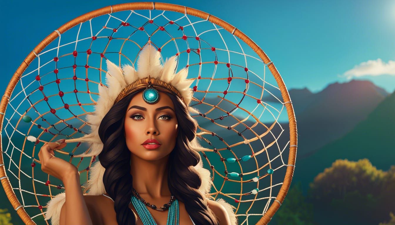 Dreamcatcher Under Milky Way in Photorealistic Psychedelic A...