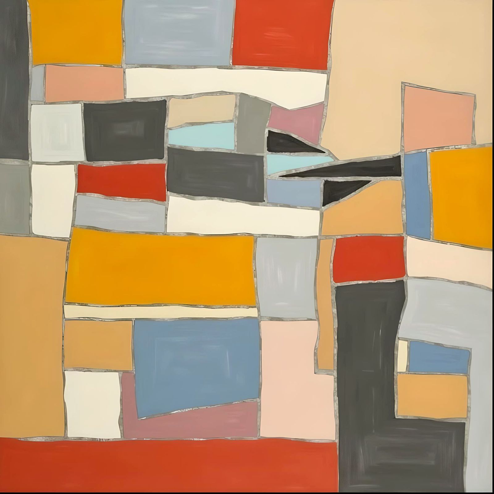 Abstract Mixed Media Drawing with Crosshatching