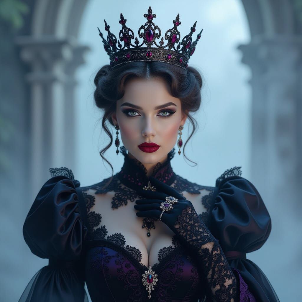Victorian Shadow Queen in Gothic Elegance