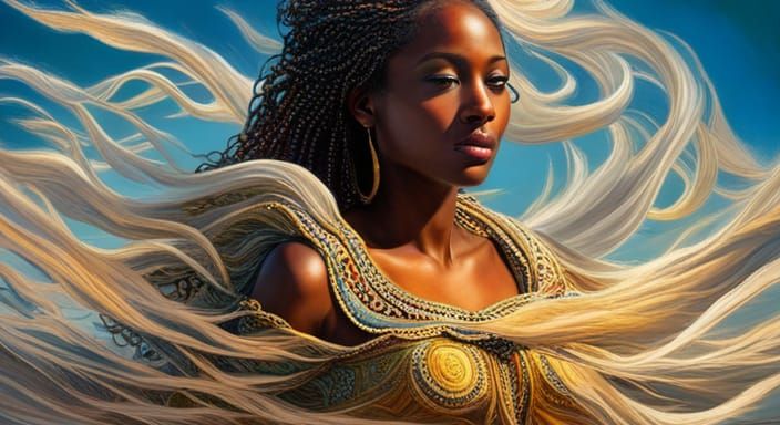 African Sea Goddess Floating on the Sea
