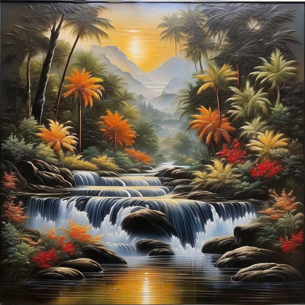 Intricate Wet Oil Painting with Detailed Background