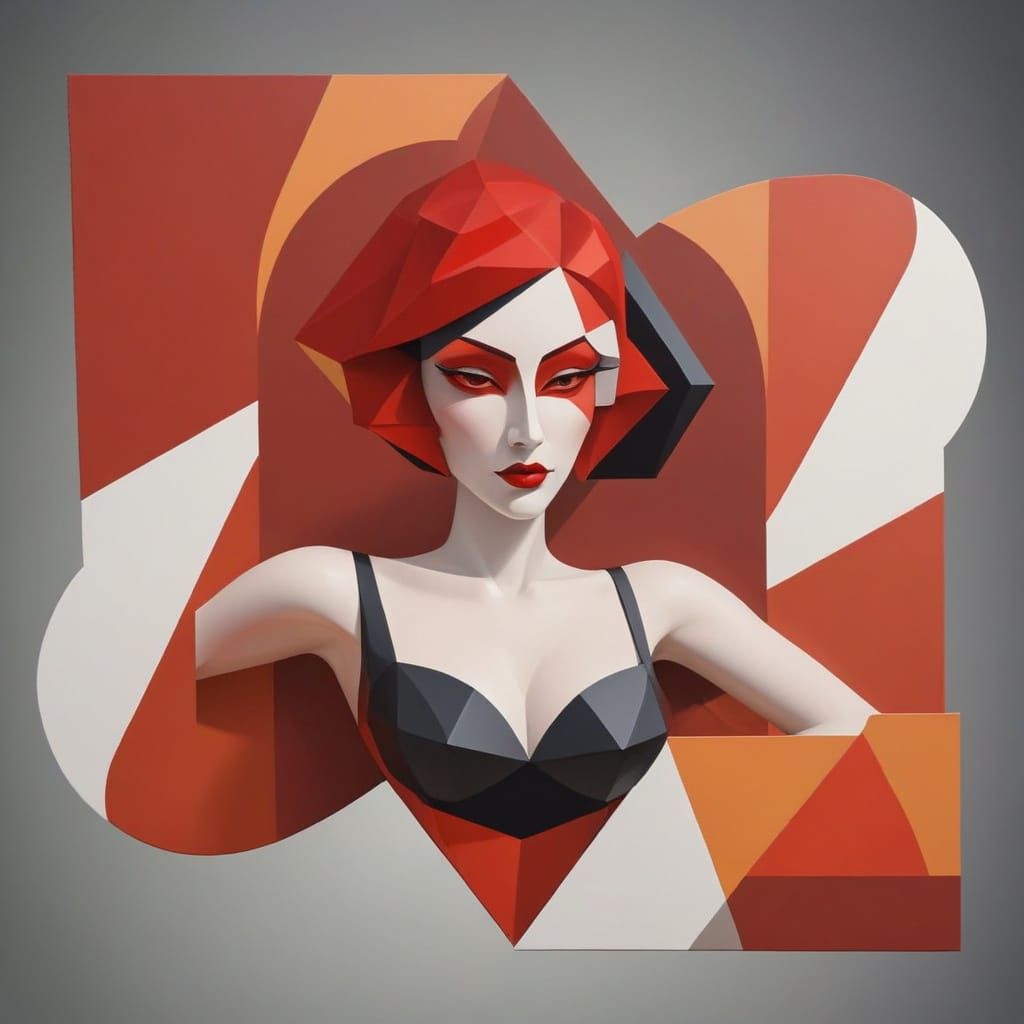 Love in Geometric Cubist Harmony