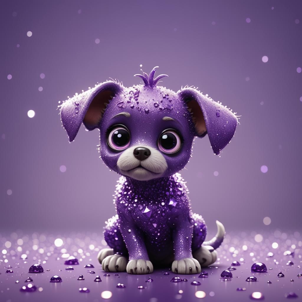 Sparkling Purple Goo Dog: Pixar-Style 3D Art