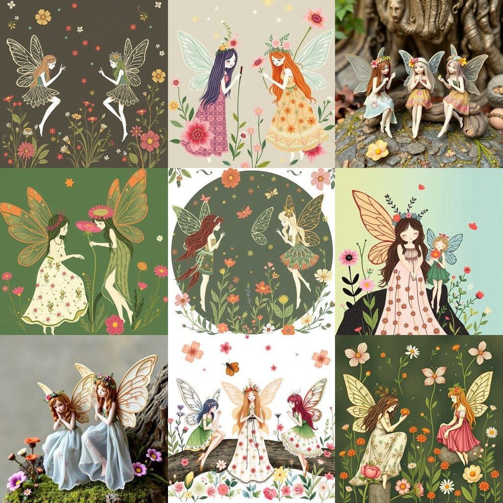 Boho Botanical Fairies in Natural Setting